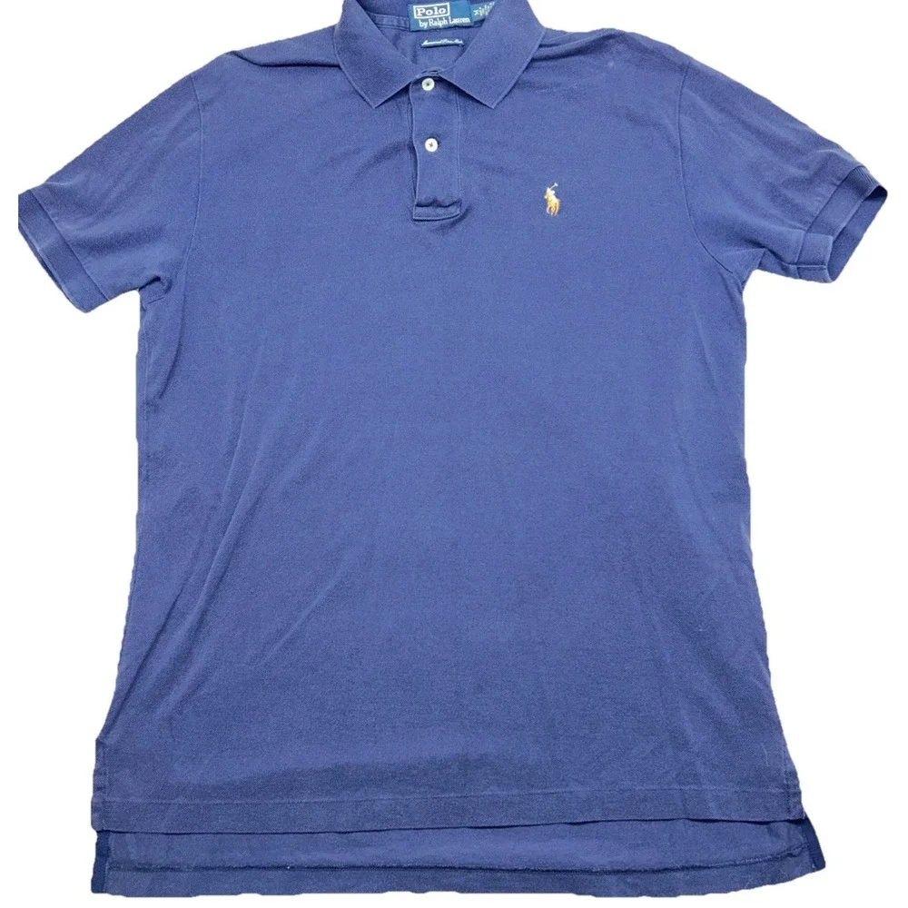 Polo Ralph‎ Lauren Mercenized Pima Mesh Navy Blue Short Sleeve Polo, Flesh Pony